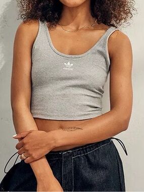 Adidas Originals Adicolor Essentials Ribbed Cropped Tank Top Size Small